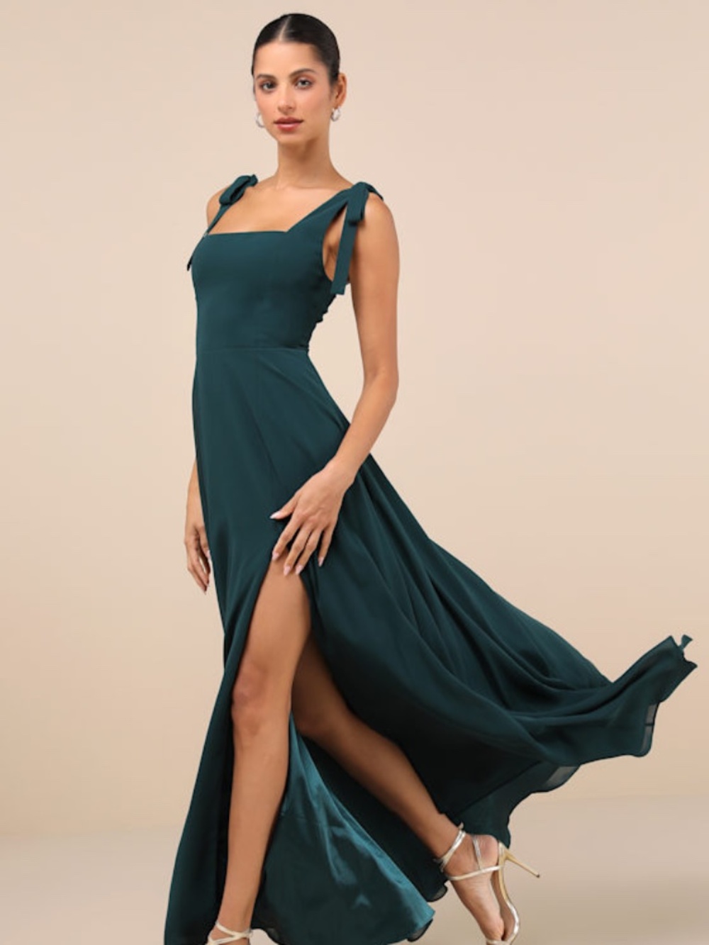 Lulus Love Me Forever Emerald Green Square Neck Maxi Dress - Size S